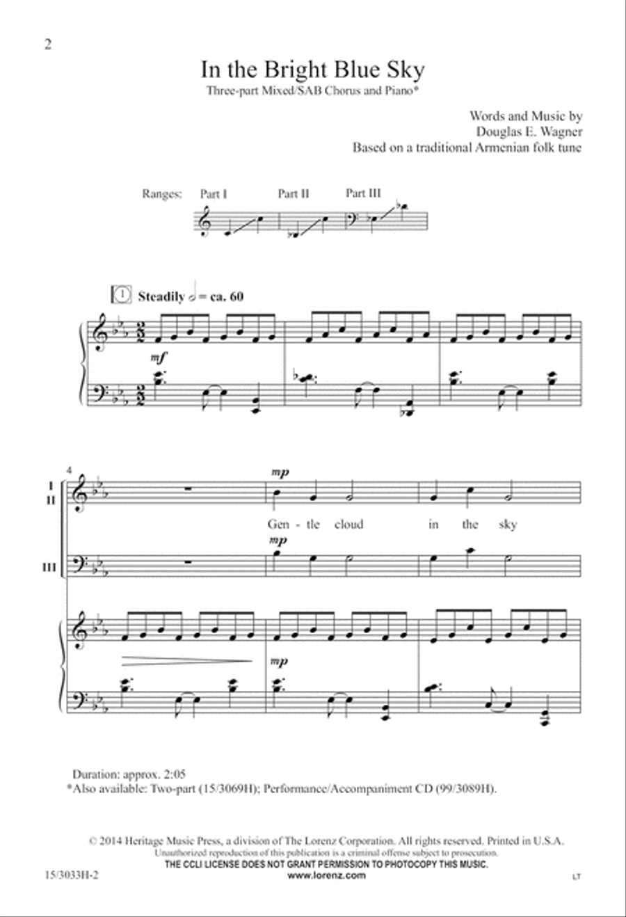 In the Bright Blue Sky 3-Part scores gallery preview page 2