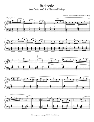 Badinerie by JS Bach, for Easy Piano