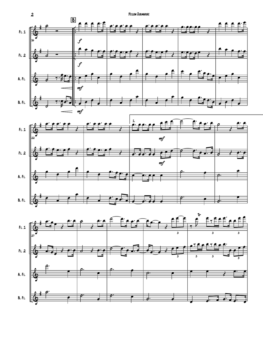 Yellow Submarine Flute Choir scores gallery preview page 3
