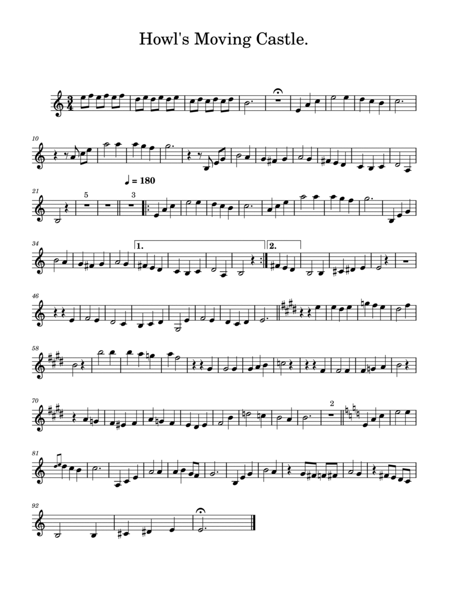 Howl's Moving Castle Clarinet Solo scores gallery preview page 1