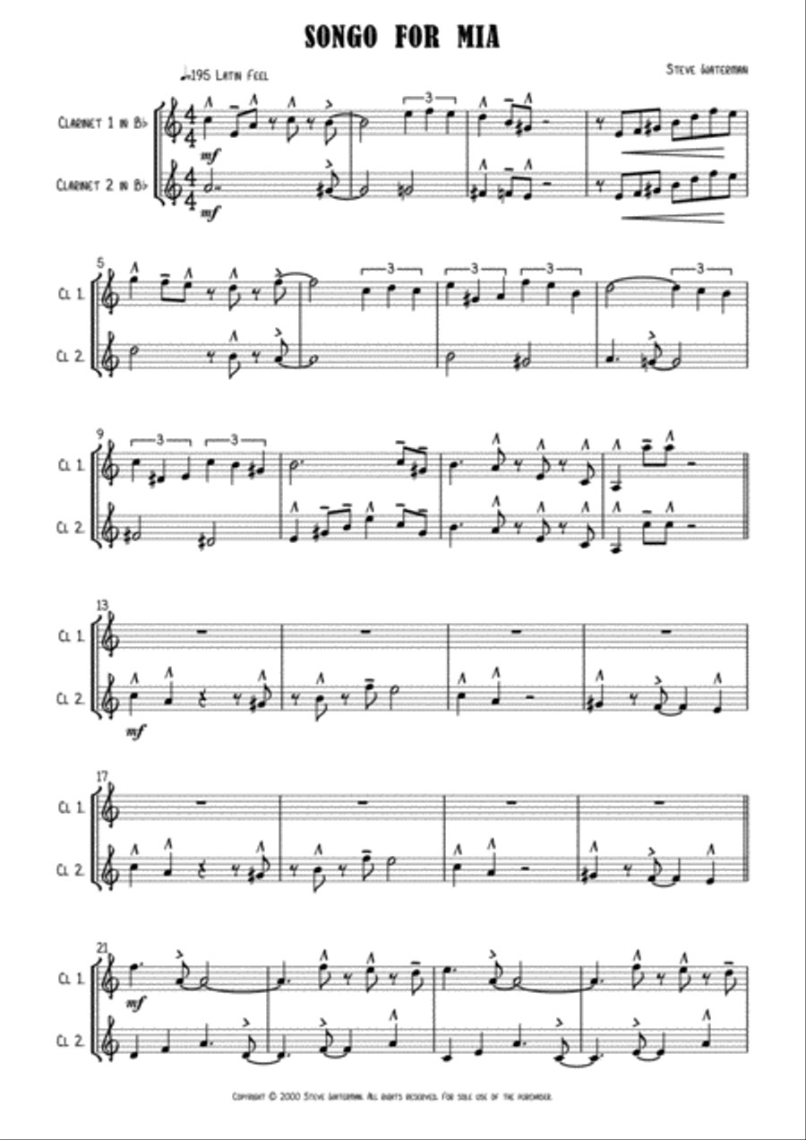 Songo For Mia Clarinet Duet Clarinet Duet scores gallery preview page 2
