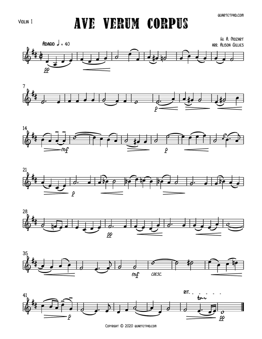 Ave Verum Corpus by Mozart - String Quartet String Quartet scores gallery preview page 4