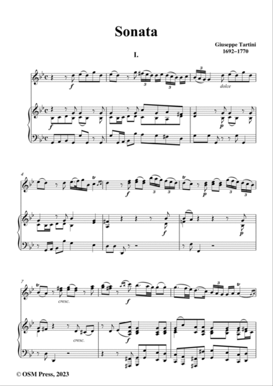 Tartini-Violin Sonata,in g minor,for Violin and Piano Violin Solo scores gallery preview page 2