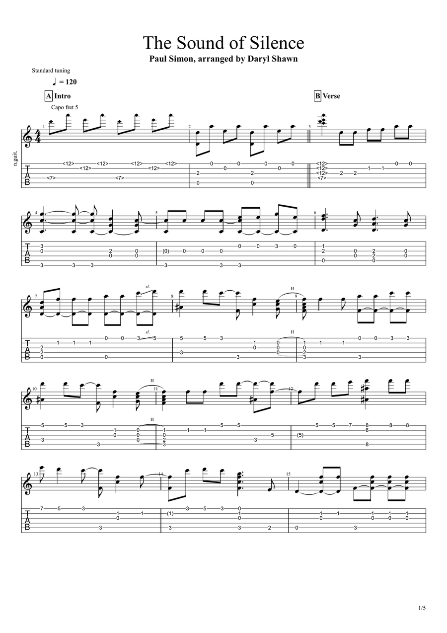 The Sound Of Silence Acoustic Guitar scores gallery preview page 1