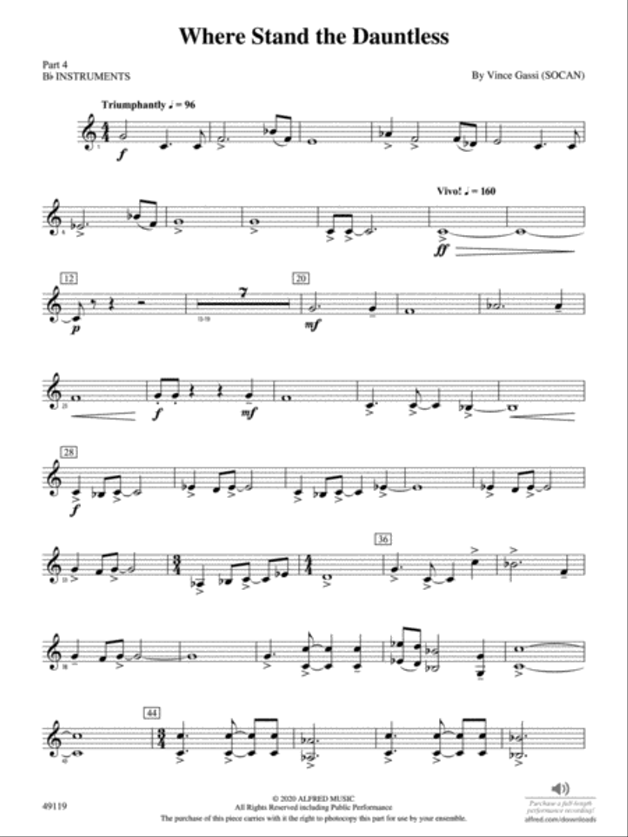 Where Stand the Dauntless: Part 4 - B-flat Instruments Concert Band scores gallery preview page 1