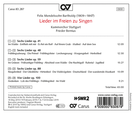 Mendelssohn: Lieder im Freien zu singen