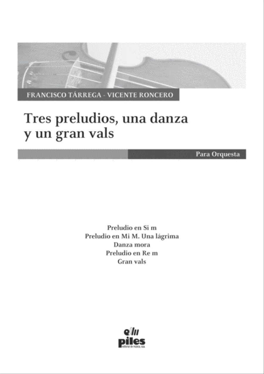 Tres Preludios, una Danza y un Gran Vals Full Orchestra scores gallery preview page 2
