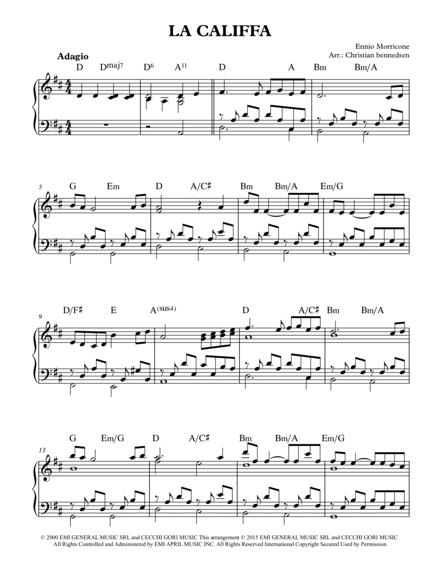 La Califfa Piano Solo scores gallery preview page 1