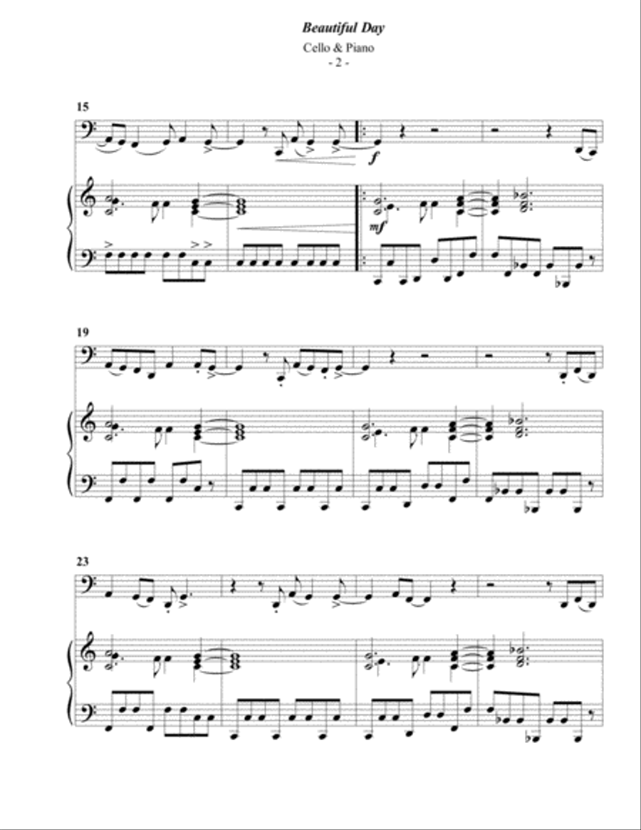 Beautiful Day Piano scores gallery preview page 2