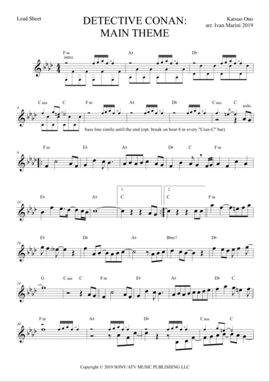 Detective Conan Main Theme Piano Digital Sheet Music Sheet