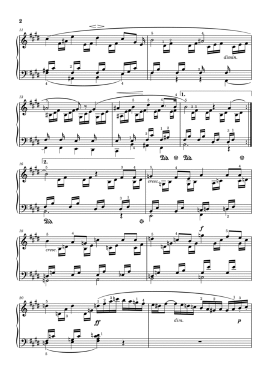 Mendelssohn - Lieder ohne Worte No.1 (Songs without Words), Op.19b No.1 - Original With Fingering Piano Solo scores gallery preview page 2