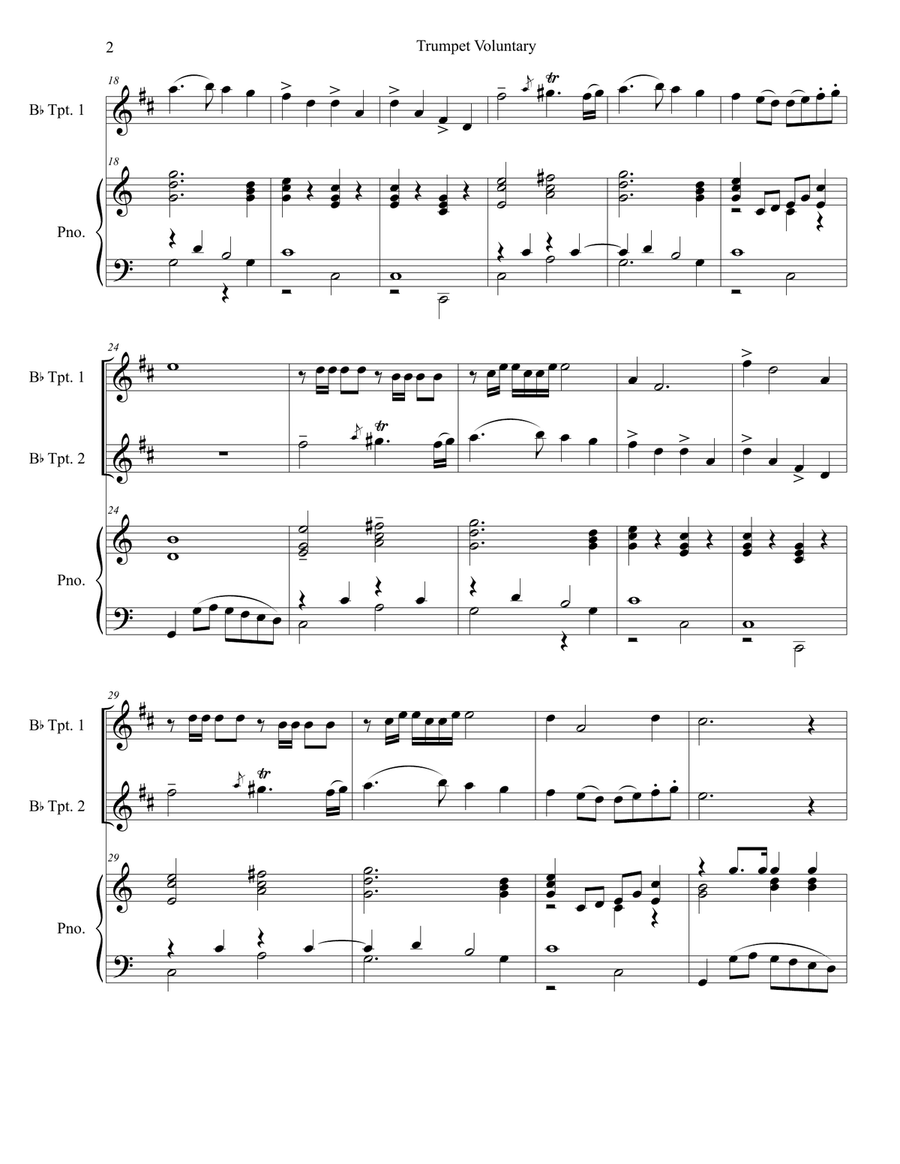 Trumpet Voluntary (Duet for Bb-Trumpet - Piano Accompaniment) Trumpet Voluntary (Duet for Bb-Trumpet - Piano Accompaniment) Trumpet Duet scores gallery preview page 3