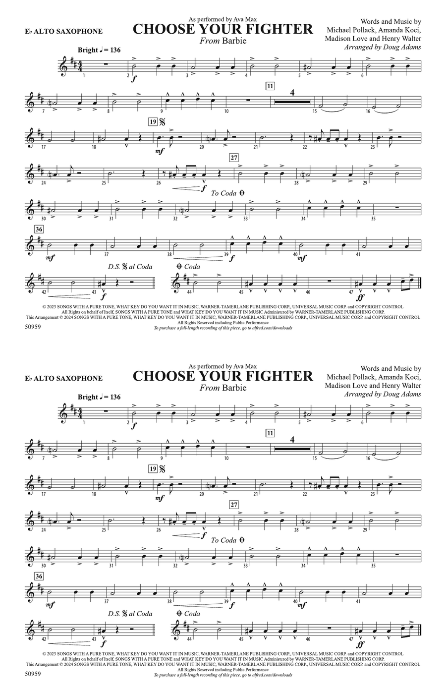 Choose Your Fighter: E-flat Alto Saxophone Alto Saxophone scores gallery preview page 1