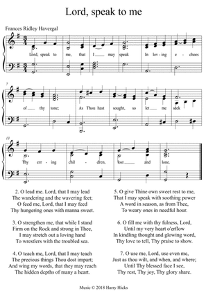 Lord, speak to me. A new tune to this wonderful Frances Ridley Havergal hymn.