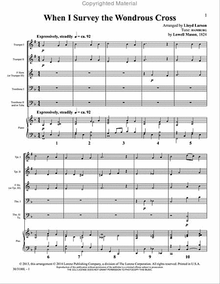 When I Survey the Wondrous Cross Brass Ensemble scores gallery preview page 2
