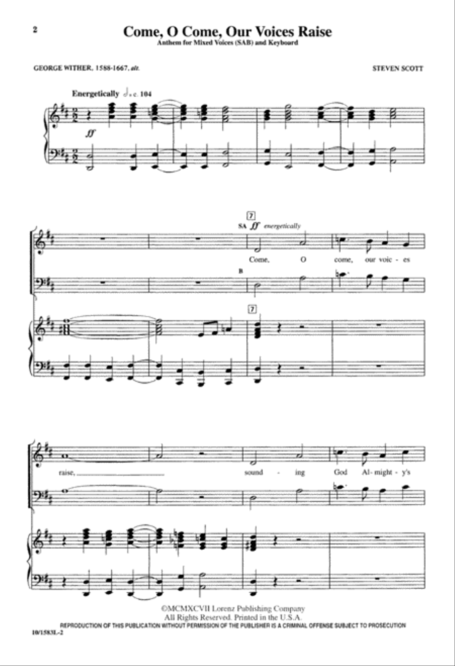O Come, O Come, Our Voices Raise 3-Part scores gallery preview page 2