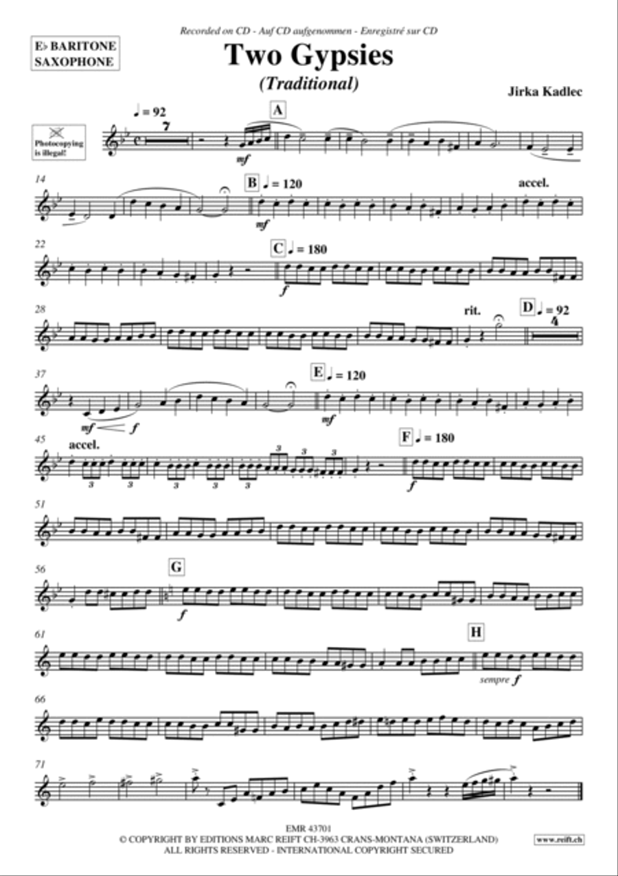 Two Gypsies Baritone Saxophone scores gallery preview page 2