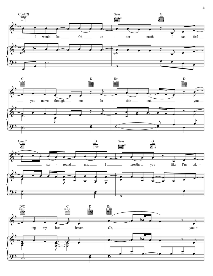 Underneath Piano, Vocal, Guitar scores gallery preview page 3