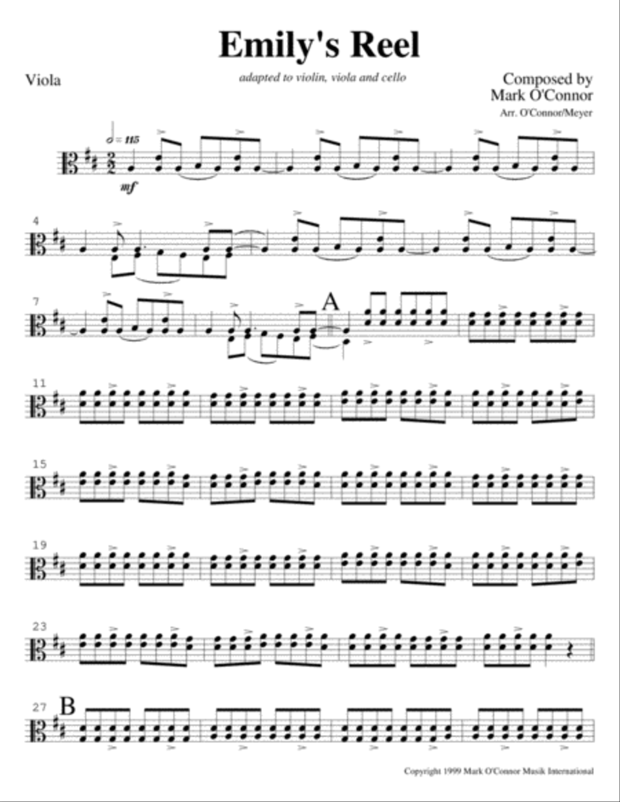 Emily's Reel (viola part - vln, vla, cel) String Trio scores gallery preview page 3