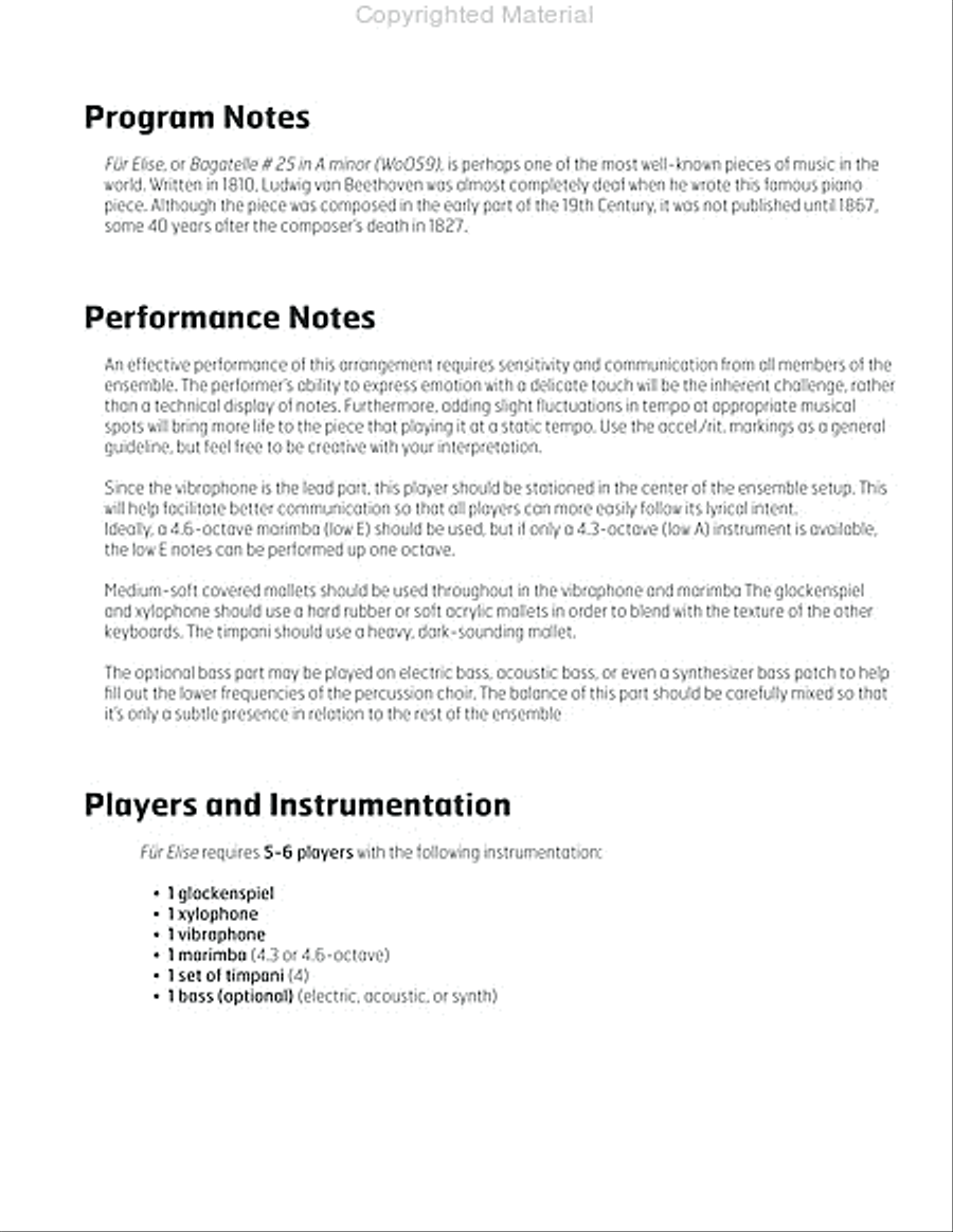 Fur Elise Percussion Ensemble scores gallery preview page 3