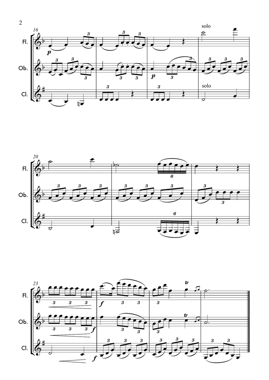 Sonatina Op. 36 No. 1 2nd movement: Andante by Muzio Clementi Woodwind Trio scores gallery preview page 3