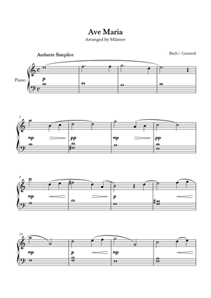 Ave Maria Bach Gounod in C Easy Beginner Piano