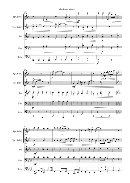 Go down, Moses! - african-american spiritual for brass quintet - Score and parts image number null