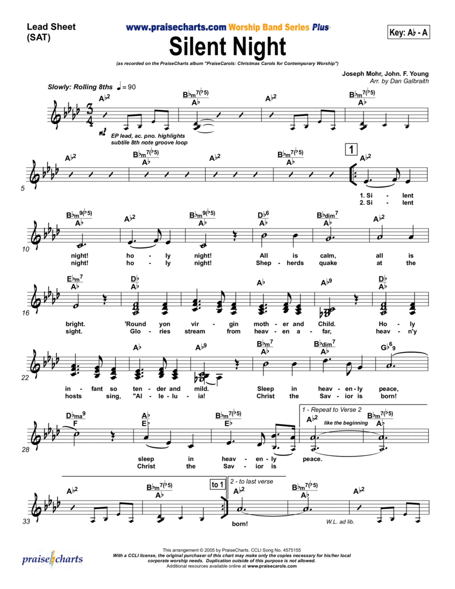 Silent Night Piano scores gallery preview page 1