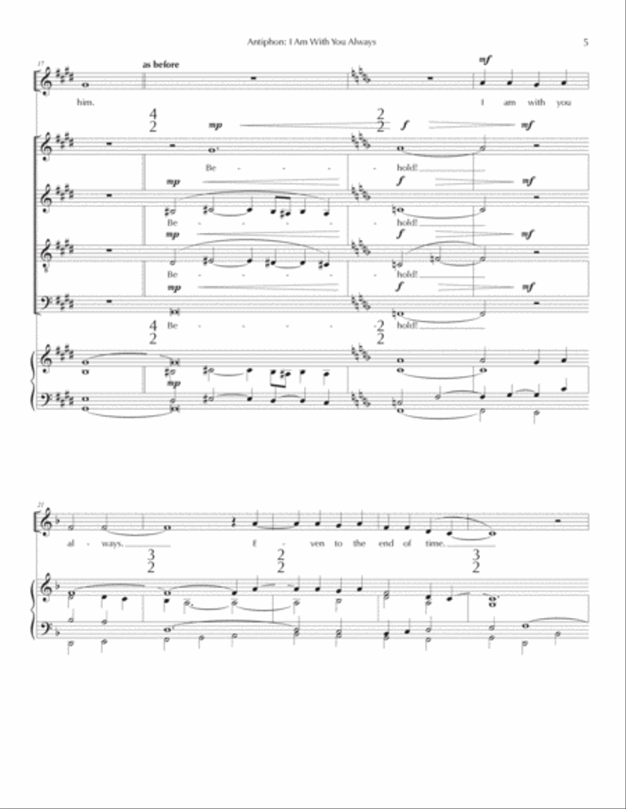 I Am With You Always (version for Solo Voice, SATB, organ) 4-Part scores gallery preview page 5