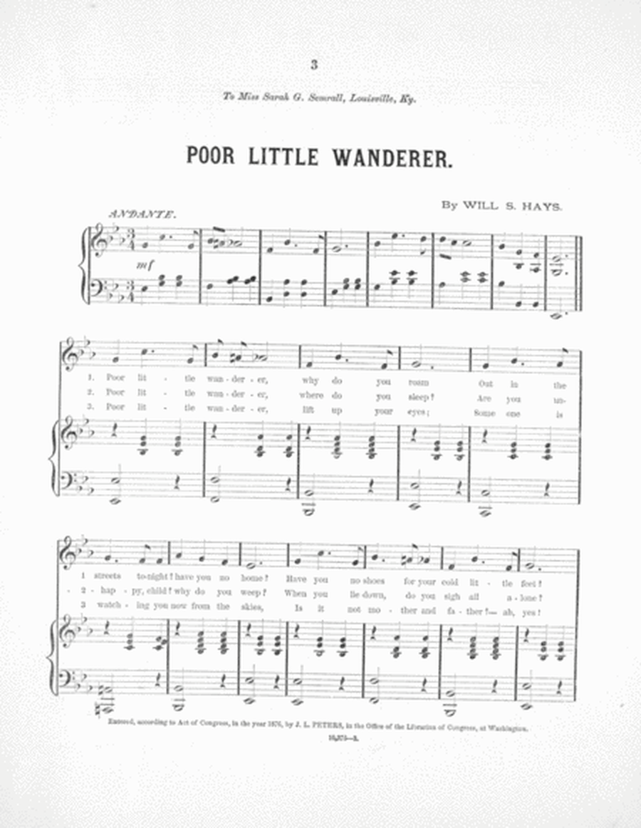 Poor Little Wanderer. Song & Chorus