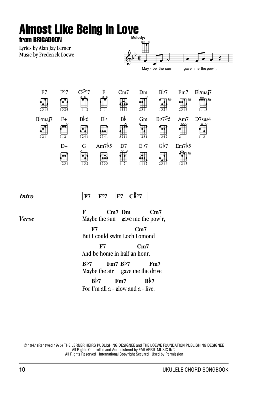 Almost Like Being In Love Ukulele scores gallery preview page 1
