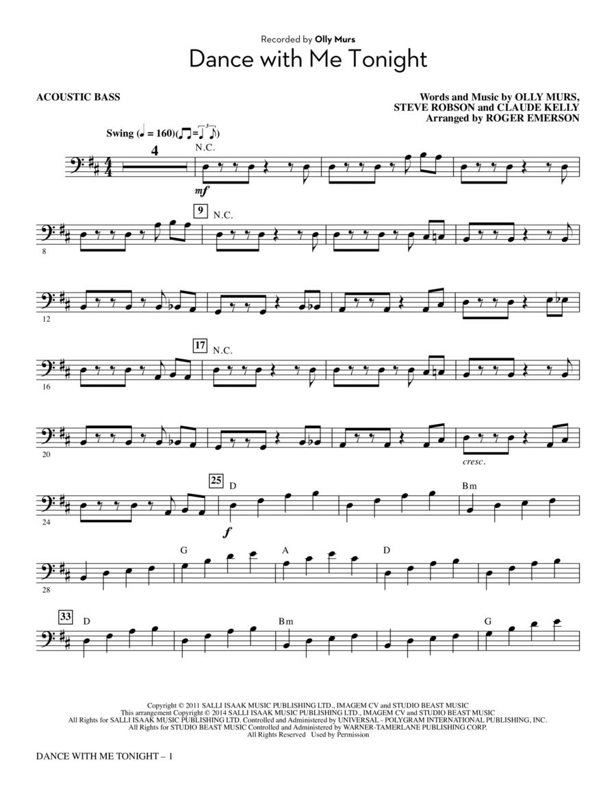 Dance with Me Tonight - Acoustic Bass Choir scores gallery preview page 1