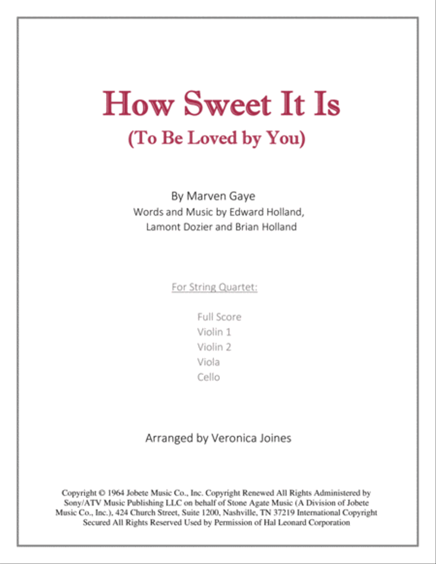 How Sweet It Is (To Be Loved By You) String Quartet scores gallery preview page 1