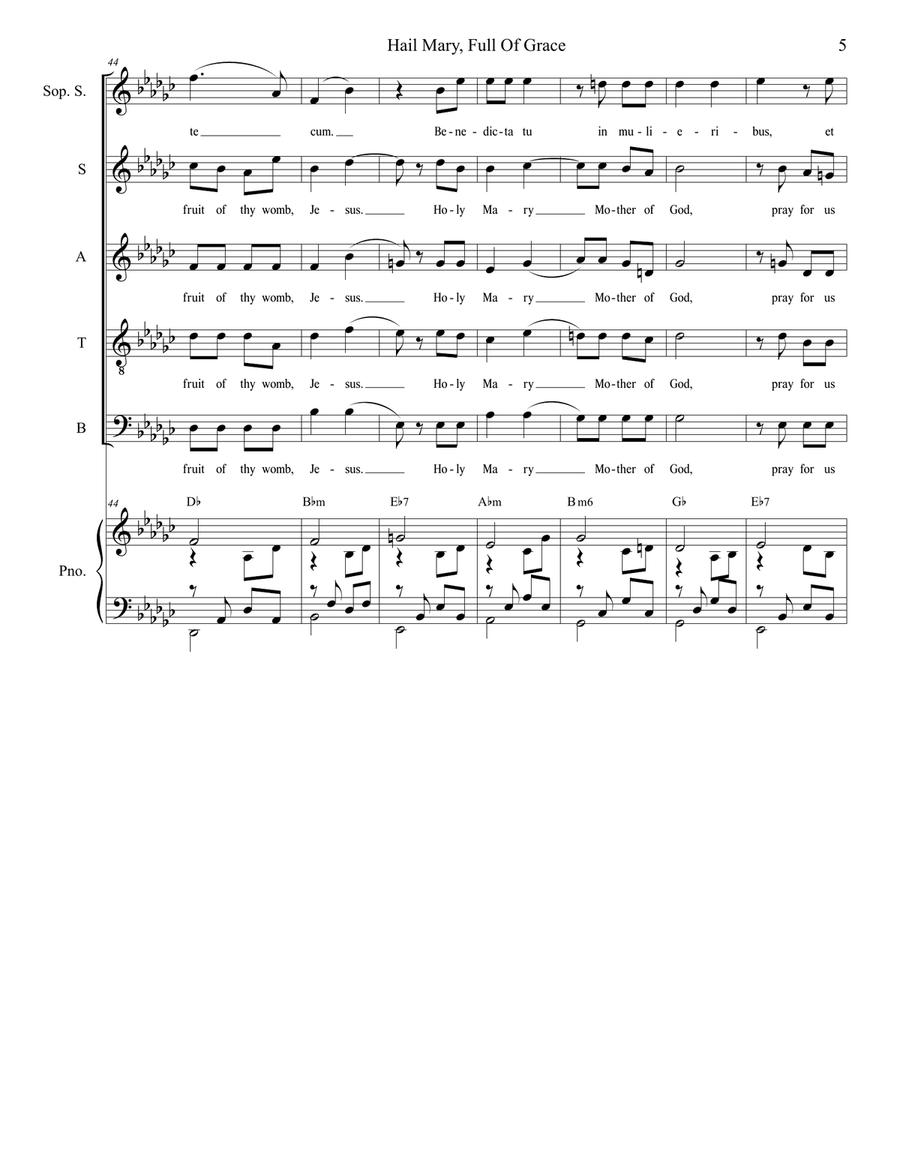 Hail Mary, Full Of Grace 4-Part scores gallery preview page 6
