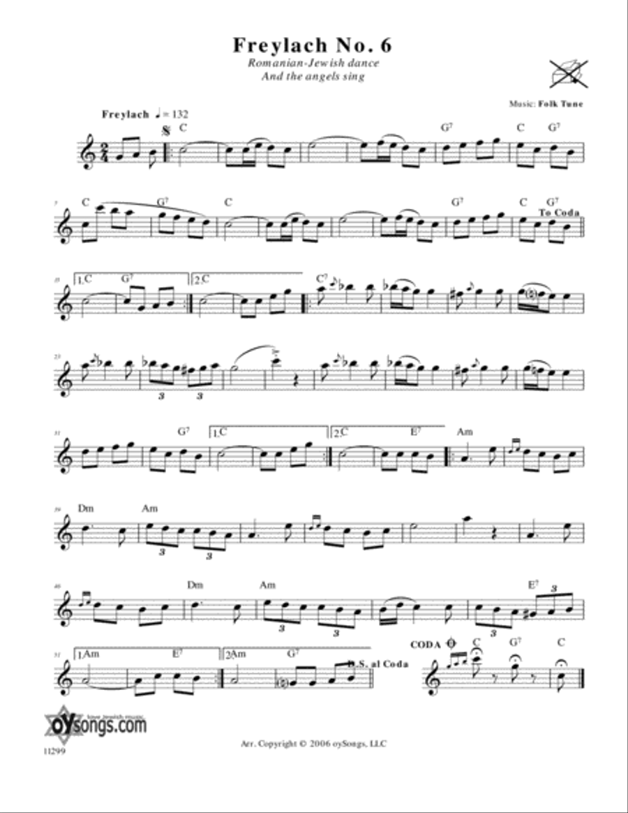 Freylach No. 6 (Romanian-Jewish Dance (And The Angels Sing)) Piano scores gallery preview page 1