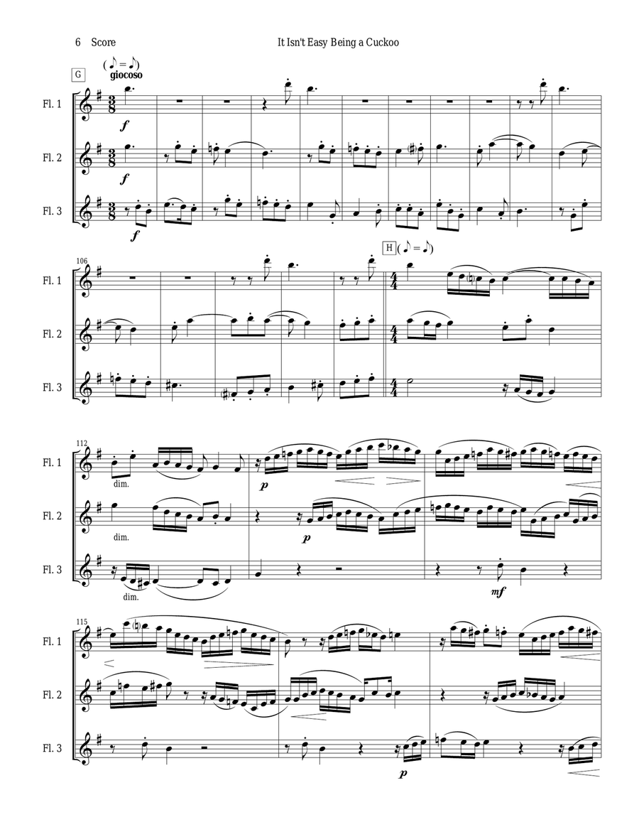 It Isn't Easy Being a Cuckoo for flute trio Flute Trio scores gallery preview page 6