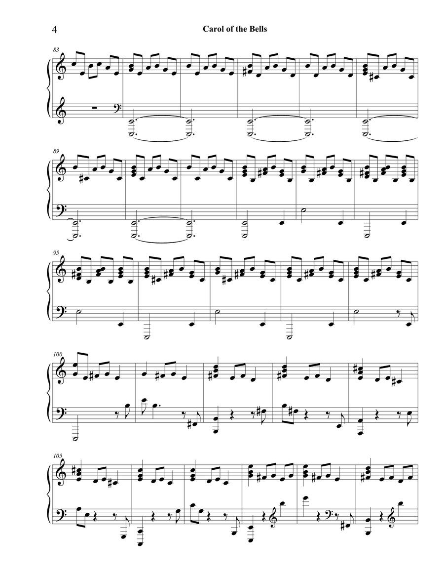 Carol of the Bells Piano Solo scores gallery preview page 4