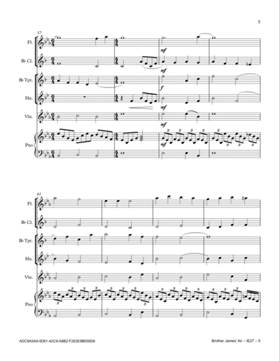 Brother James' Air Brother James' Air Small Ensemble scores gallery preview page 5