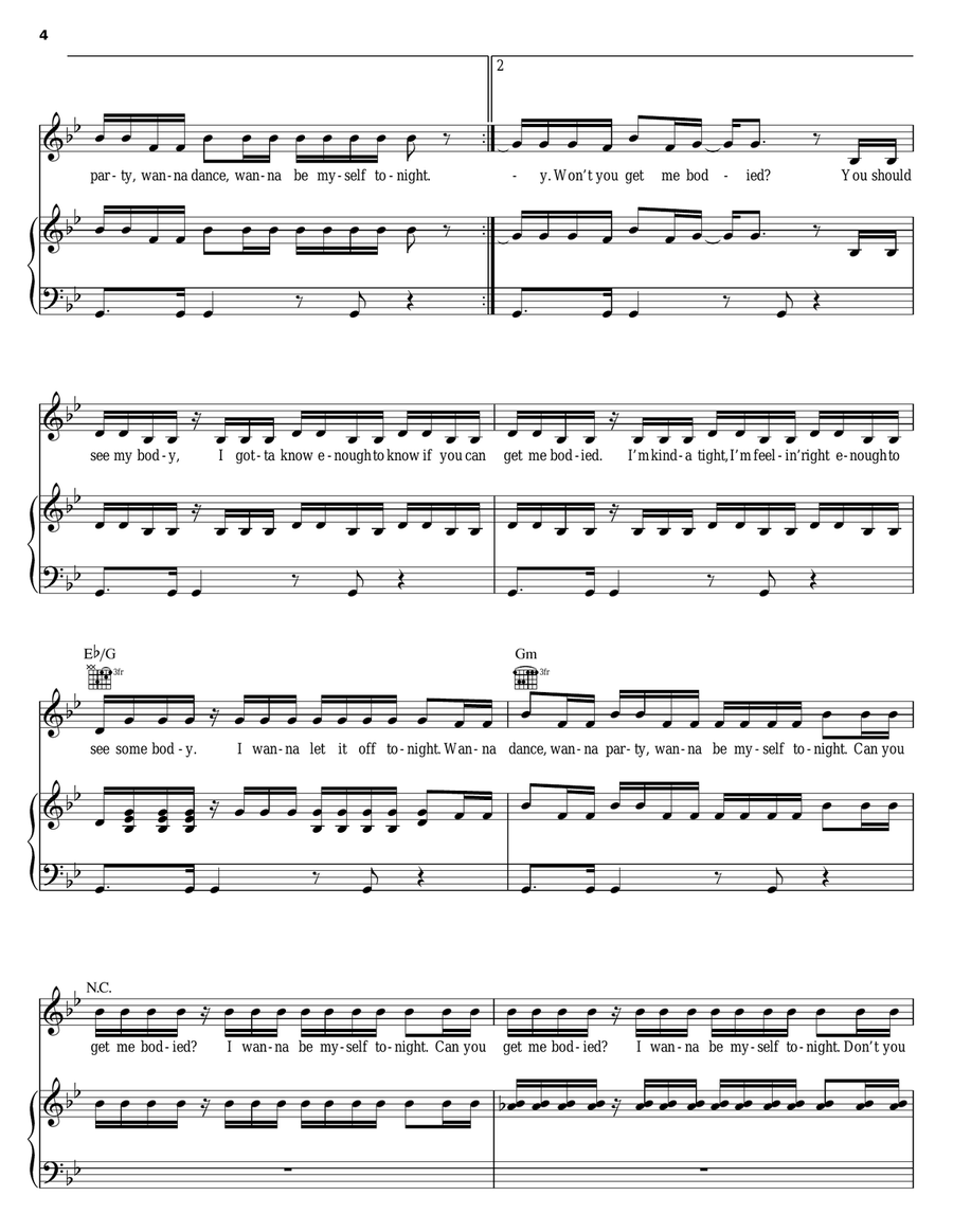 Get Me Bodied Piano, Vocal, Guitar scores gallery preview page 4
