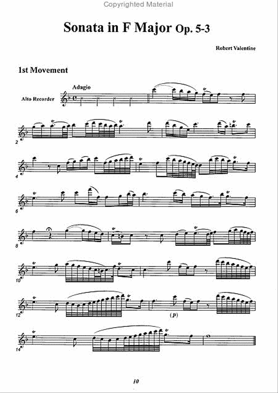 Sonata in F Major, Op. 5-3 Alto Recorder scores gallery preview page 2
