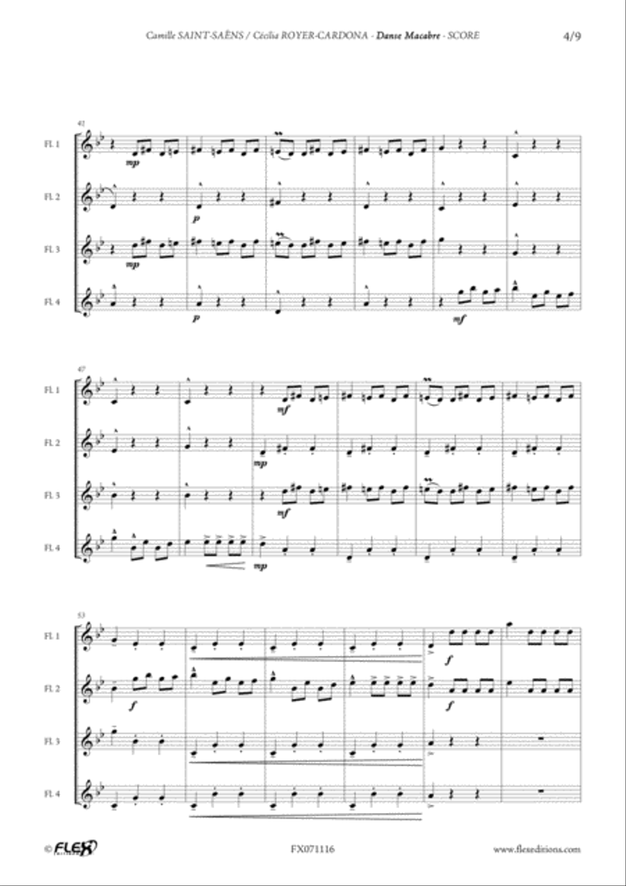 Danse Macabre Flute Quartet scores gallery preview page 4