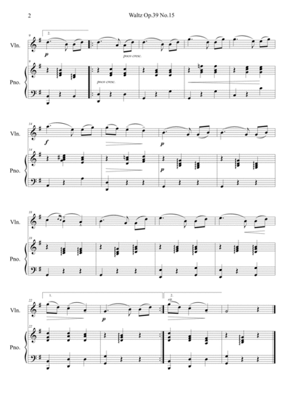 Waltz op.39 no.15 Easy Version in G image number null