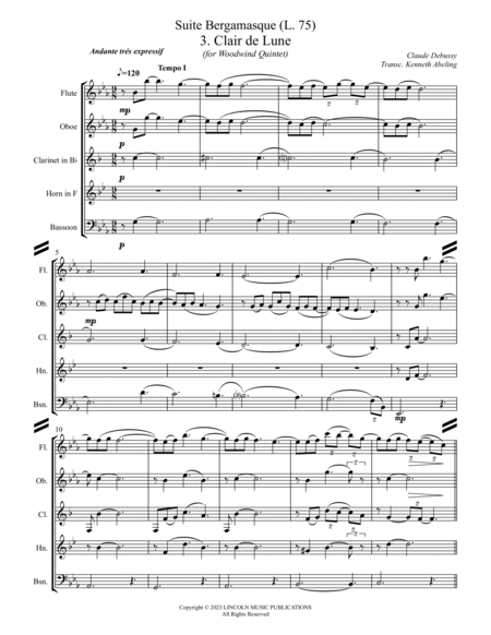 Clair de Lune (for Woodwind Quintet) image number null