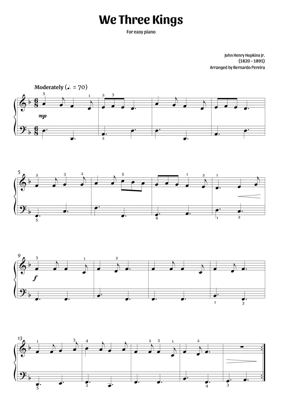 We Three Kings (easy piano) Easy Piano scores gallery preview page 1