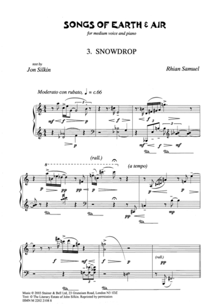 Snowdrop. Medium Voice and Piano (No. 3 of "Songs of Earth and Air")