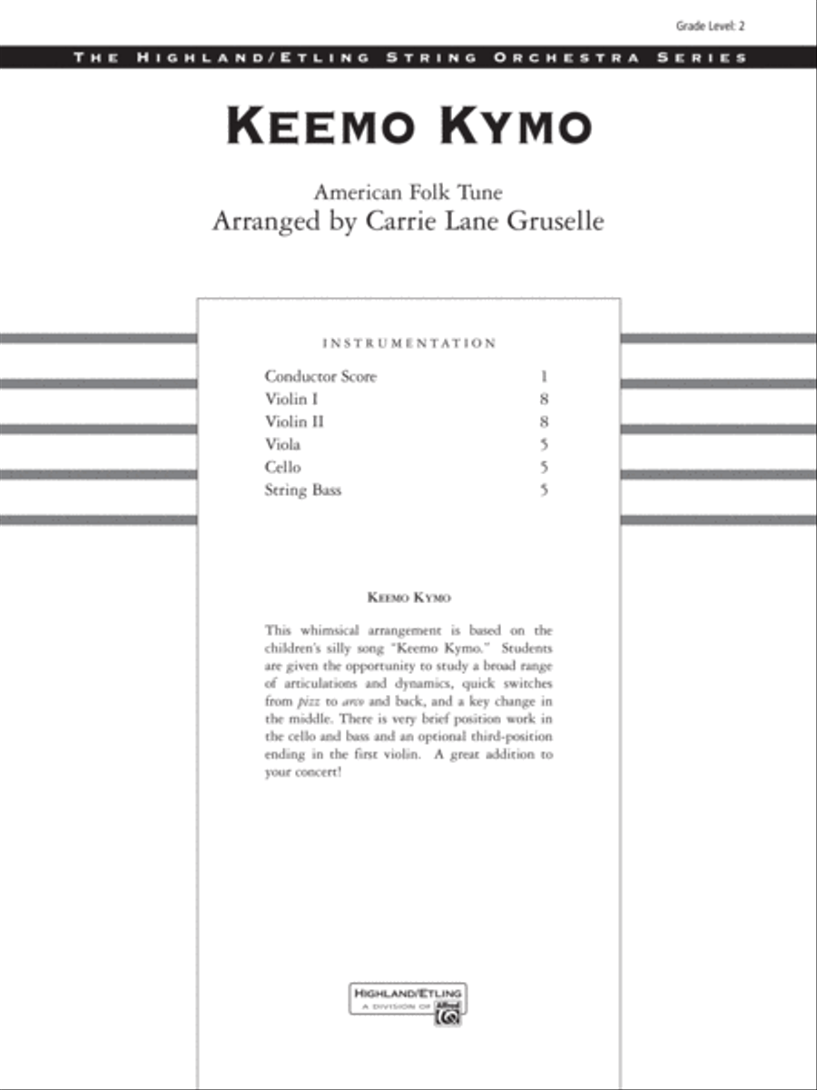Keemo Kymo: Score Keemo Kymo: Score String Orchestra scores gallery preview page 1
