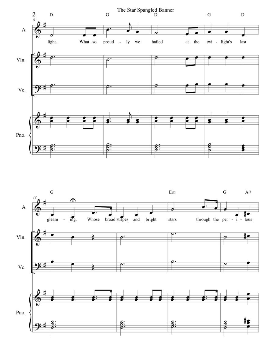 The Star Spangled Banner - Alto and strings Choir scores gallery preview page 2