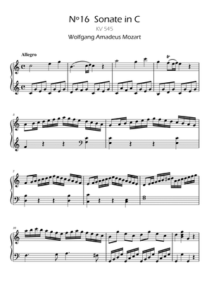Sonata for Piano No. 16 in C Major KV 545 - Allegro