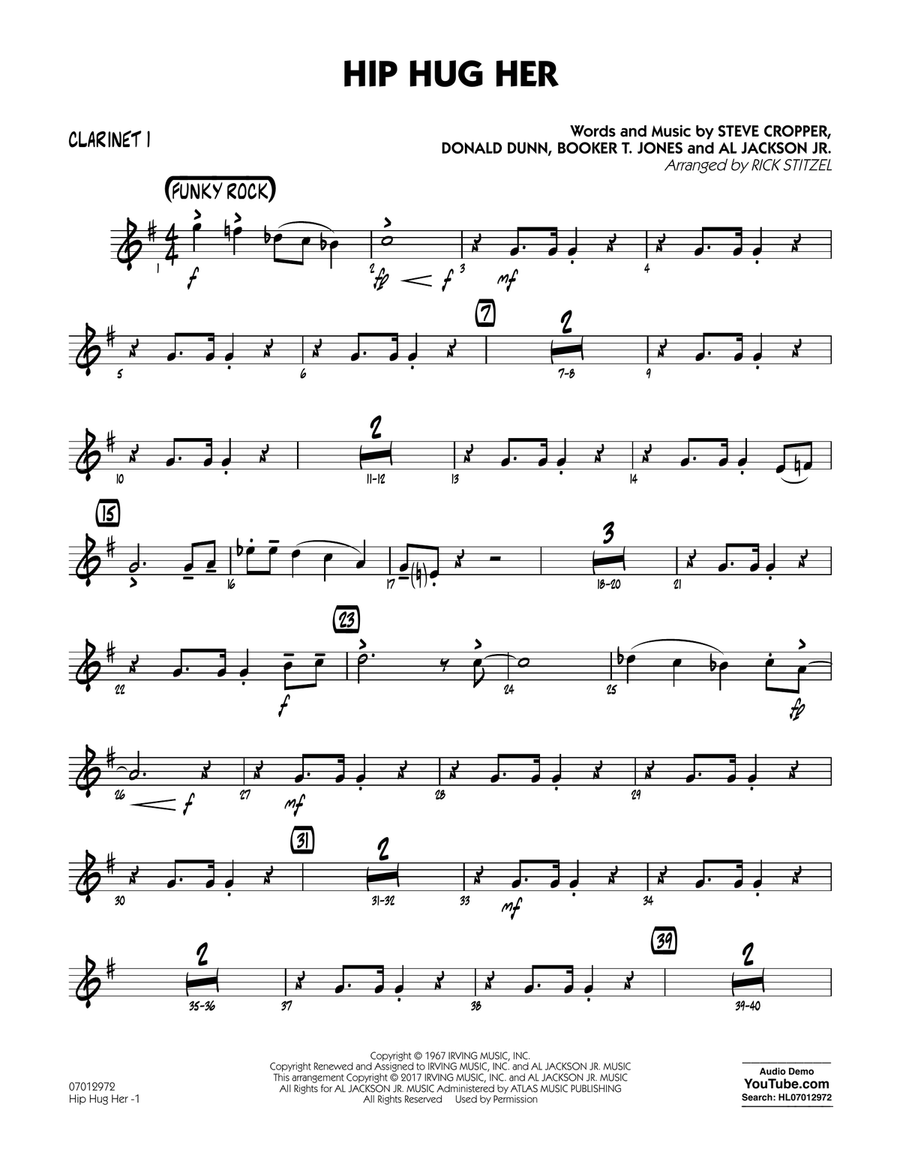 Hip Hug Her - Bb Clarinet 1 Jazz Ensemble scores gallery preview page 1