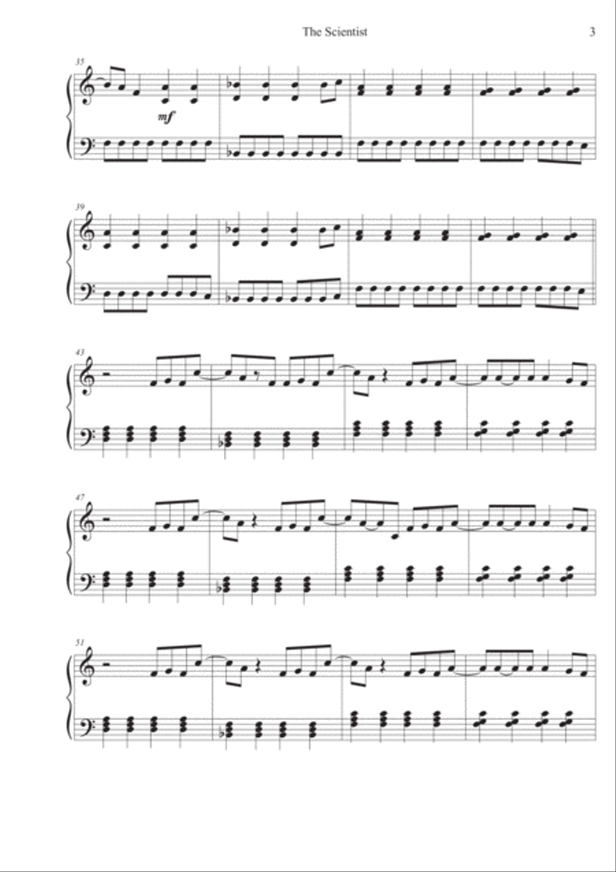 The Scientist Easy Piano scores gallery preview page 3
